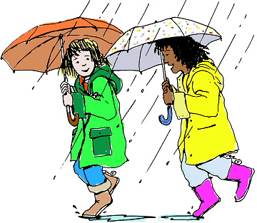 a picture of people walking in rain with umbrellas