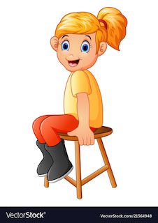 a girl sitting down on a chair
